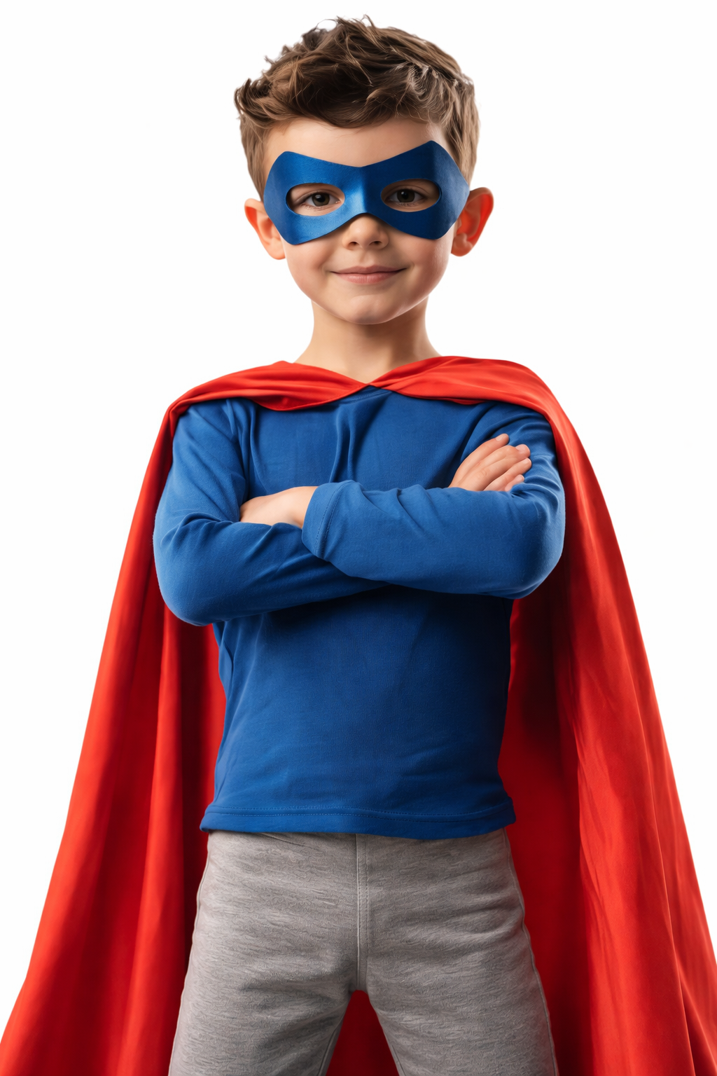 A young boy dressed in a superhero costume.